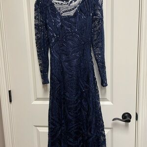 Tahari Blue Long Sleeve Bishop Gown for Weddings